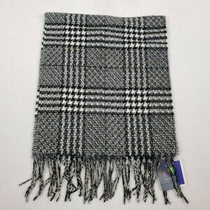 V. Fraas  Cashmink New Black Plaid Fringe Scarf
